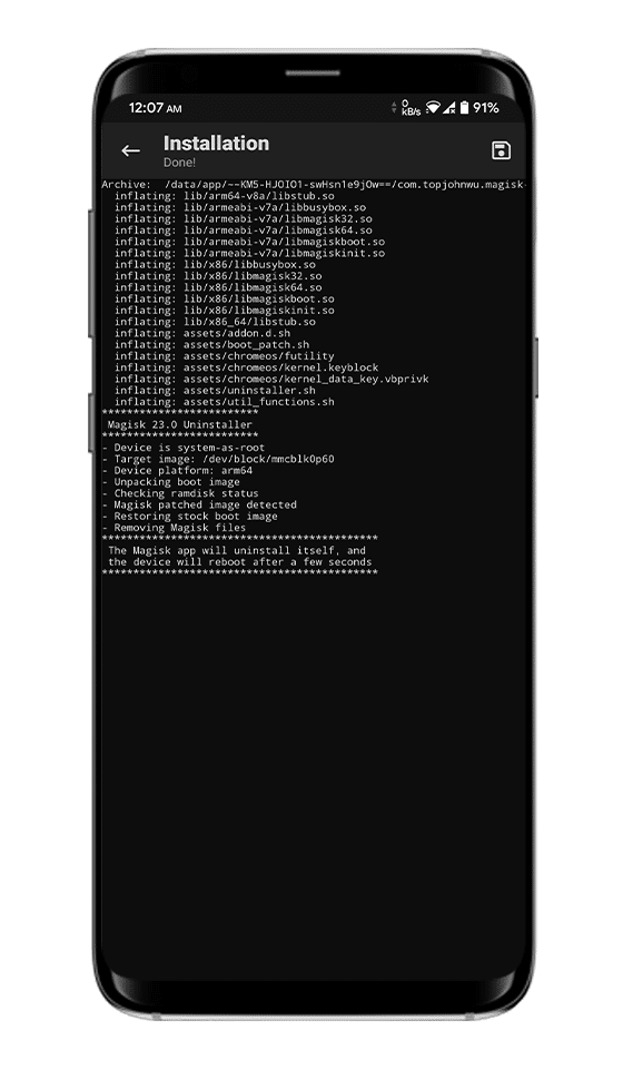 Magisk Rebooting Device After Completely Uninstalling Itself