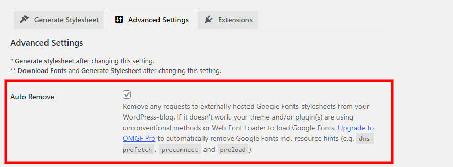Remove Google-fonts stylesheets
